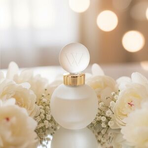 Vintage Elegant White Frosted Perfume Bottle with Gold Accent by Worth